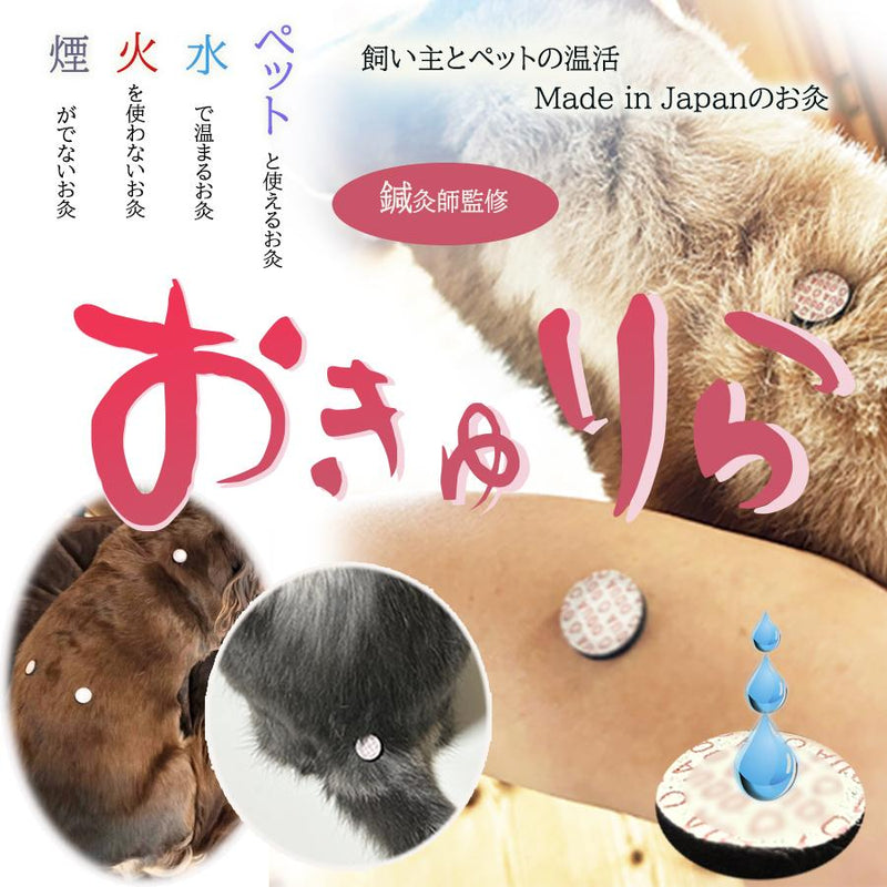 お灸 火を使わないお灸 煙が出ない 温灸 ペット 犬猫 メンタル 温活 おきゅりら 水で温まるお灸