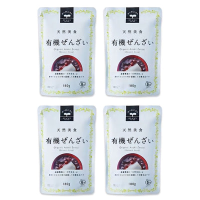 【賞味期限：2025年12月18日】有機パウチぜんざい 180g×4個セット