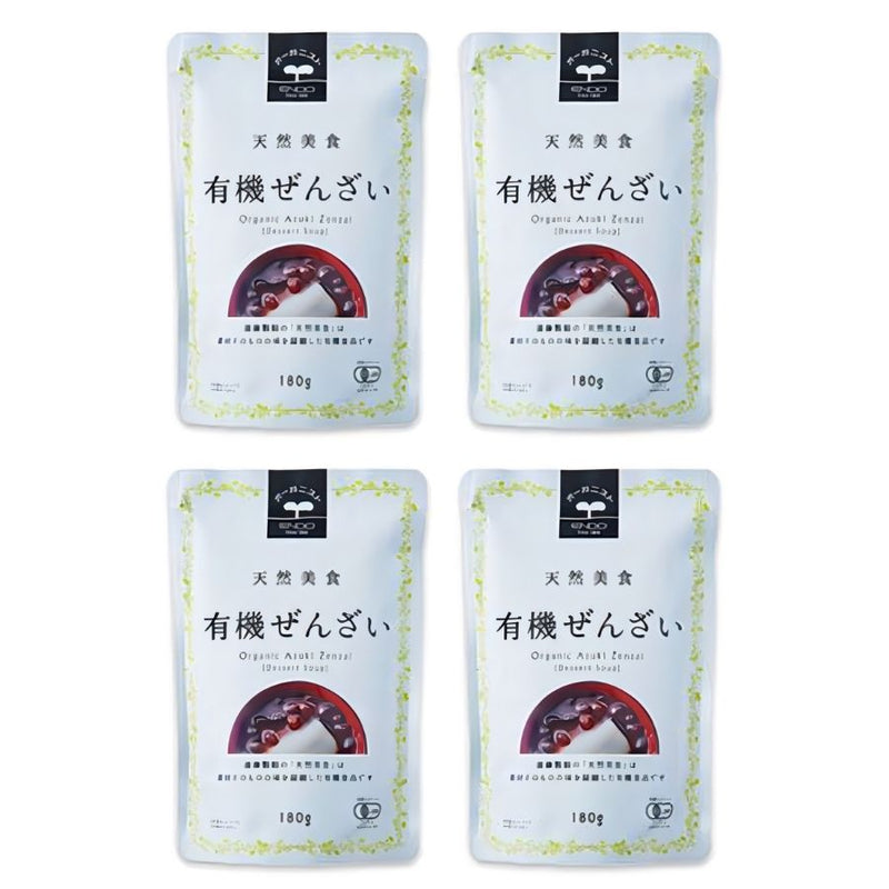 【賞味期限：2025年12月18日】有機パウチぜんざい 180g×4個セット