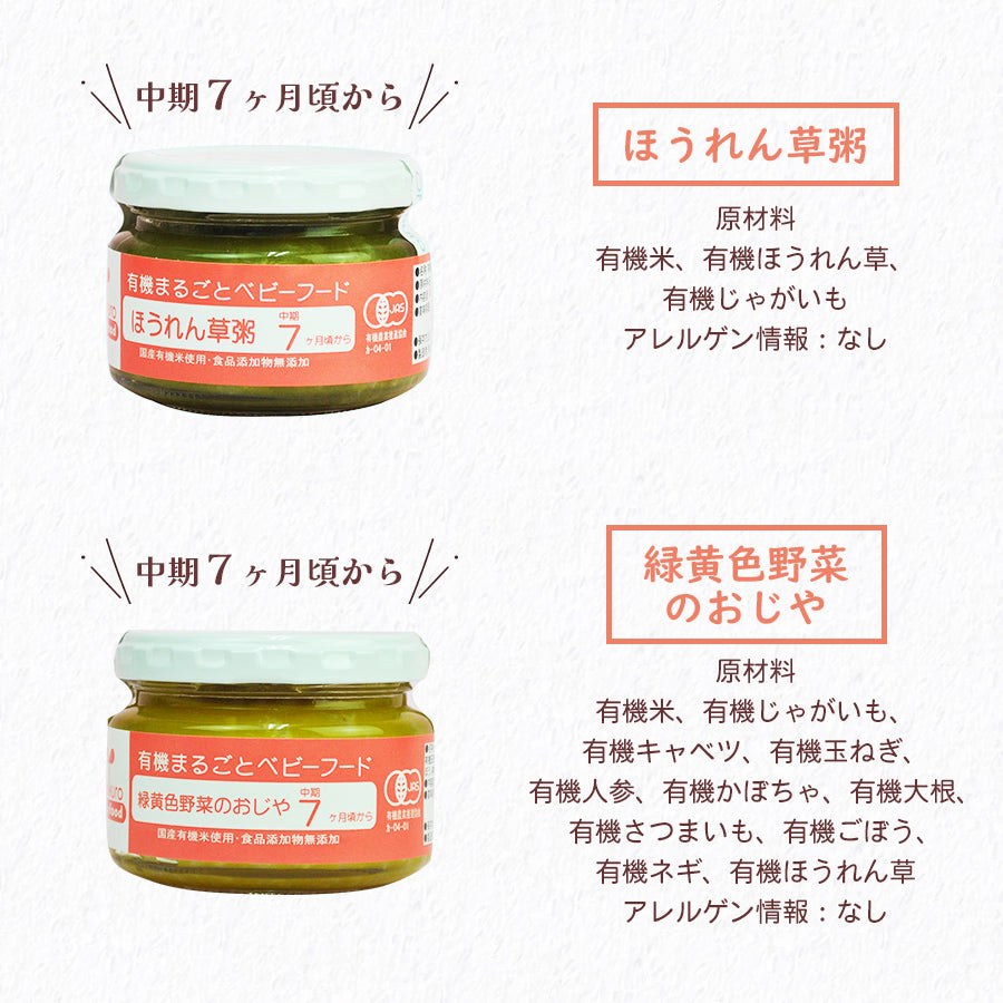 有機JAS認定 まるごとベビーフード ７か月・10か月頃から 離乳食 6種類12食詰め合わせセット 常温保存 – 自然派ストアSakura本店