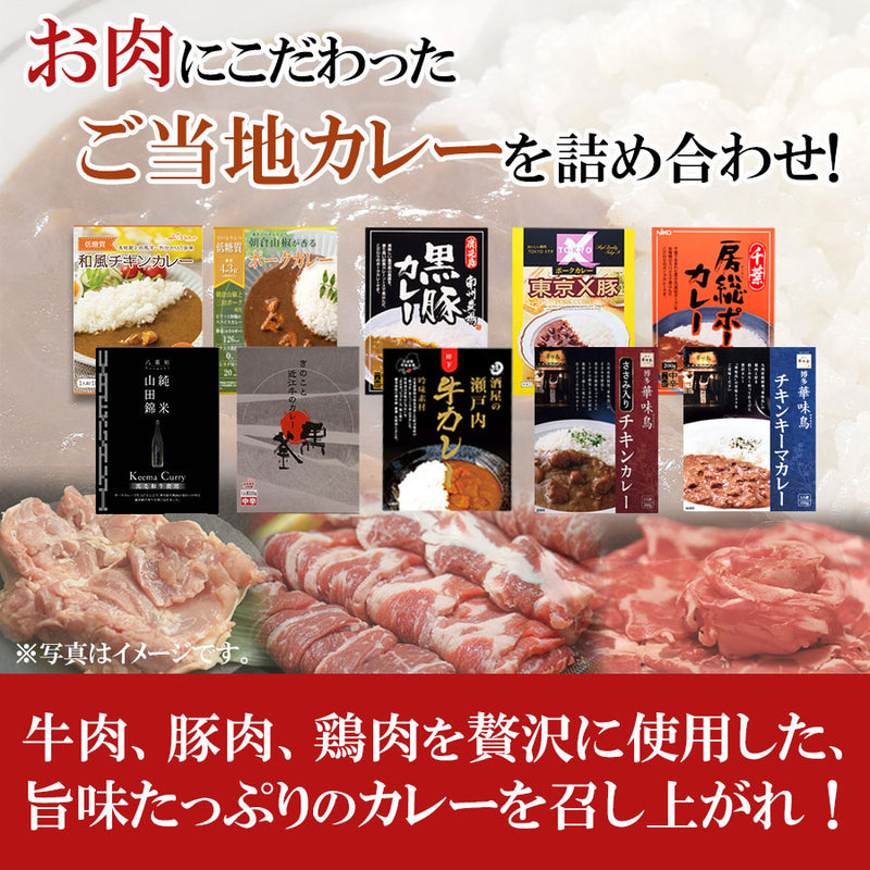 肉のご当地カレー10種 詰め合わせセット(牛肉 鶏肉 豚肉)