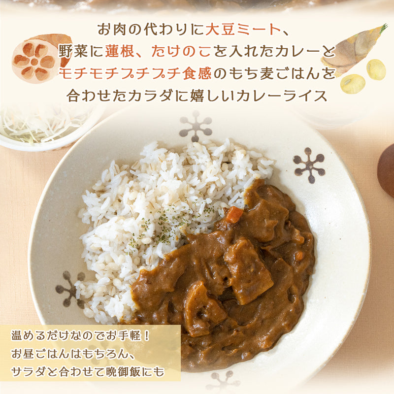 １食で１日の半分以上の食物繊維 大豆ミートのキーマカレー ＆ もち麦ごはん カレーライス ６食分セット