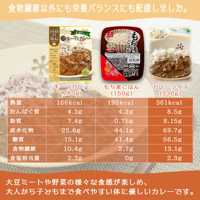 １食で１日の半分以上の食物繊維 大豆ミートのキーマカレー ＆ もち麦ごはん カレーライス ６食分セット