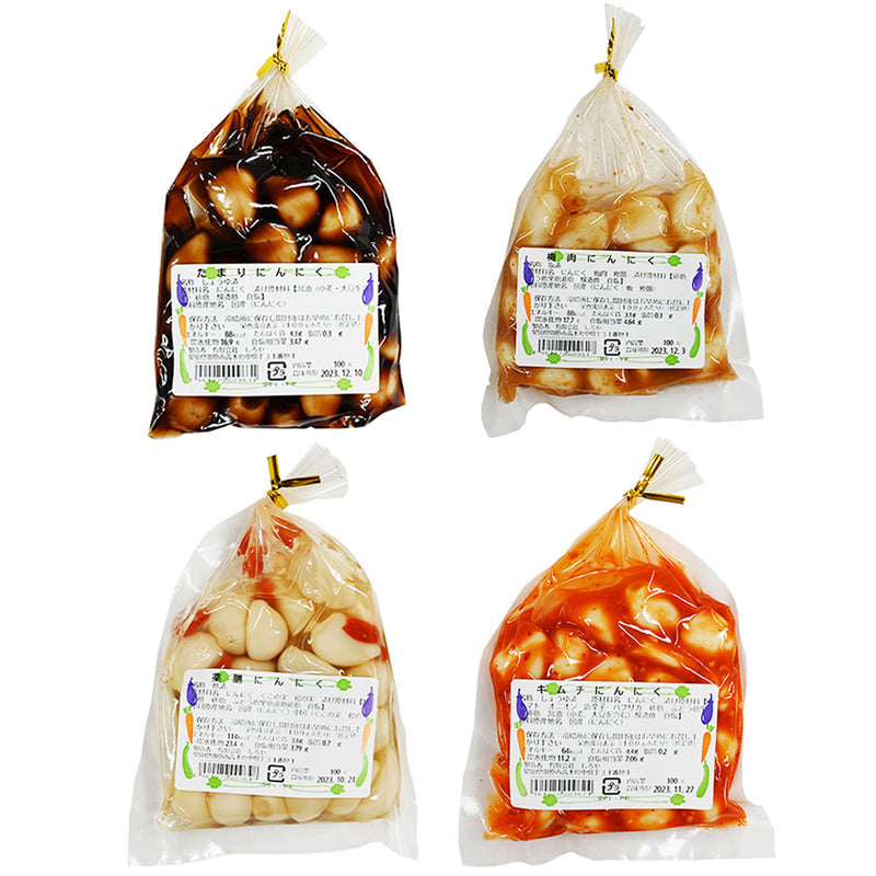 ４種類　国産にんにく　にんにく漬物 各100ｇ ニンニク （梅肉・たまり・キムチ・薬膳）